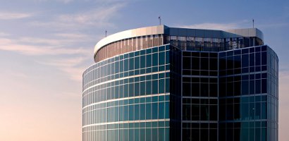 Skyscraper in a blue sky
